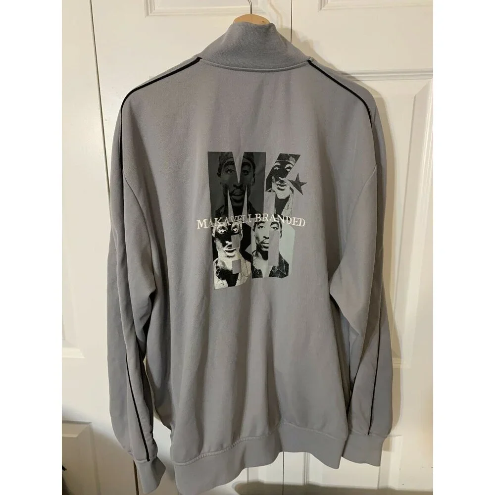 Makaveli Branded Tupac Shakur 2Pac Full Zip‎ Track Jacket - Men’s XL Gray